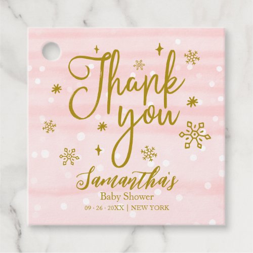 Snowflakes Winter Girl Baby Shower Thank You Favor Tags
