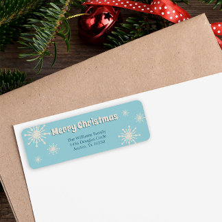 Snowflakes Winter Holiday Blue Simple Fun Minimal Label