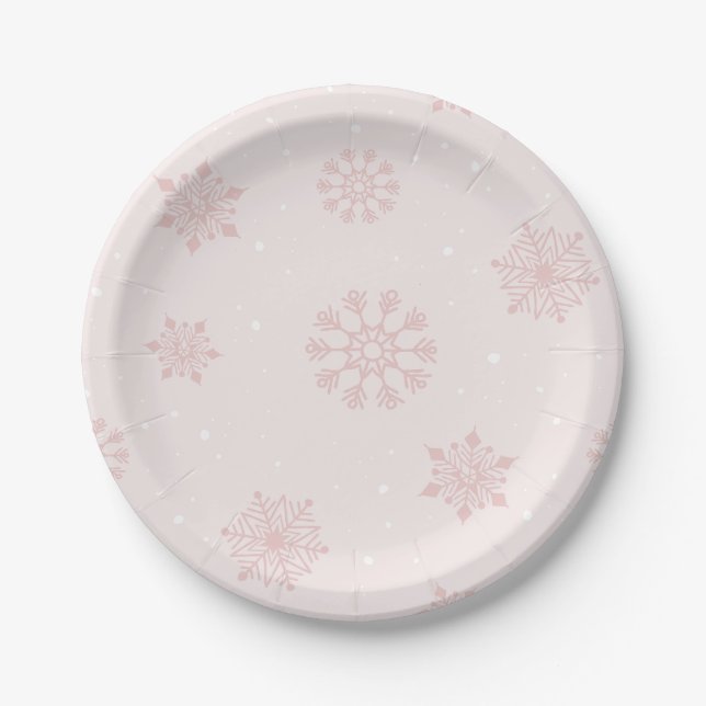 Snowflakes Winter It's Cold Outside Baby Shower Paper Plates (Front)