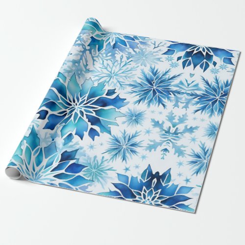 Snowflakes Winter magic watercolor pattern  Wrapping Paper