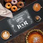 Snowflakes Winter Name | Date Coffee Espresso Bar Mat<br><div class="desc">Imagine it -- the air is getting chilly outside and soon it will be time to bring out all of the winter decor and get your seasonal coffee and espresso bar stocked for the season. Nothing says winter more than the beautiful snowflake scrollwork on this winter and holiday design. Created...</div>