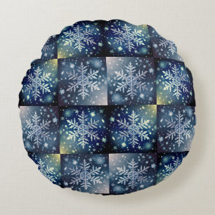 Snowflakes / Winter Night / Recolota / Plain Round Pillow