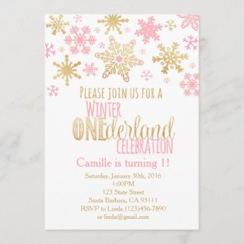 Snowflakes Winter Onederland Birthday Invitation by Pixabelle at Zazzle