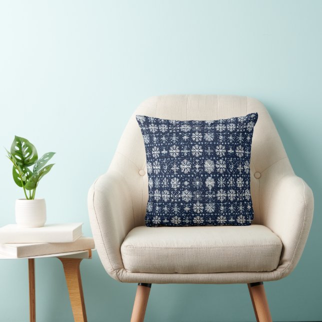 Snowflakes Winter Pattern Throw Pillow (Chair)