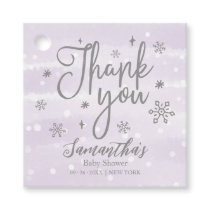 Snowflakes Winter Purple Baby Shower Thank You Favor Tags