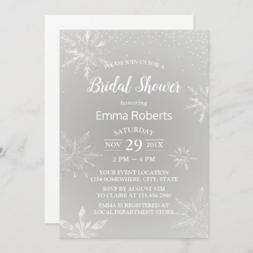 Snowflakes Winter Wedding Bridal Shower Invitation