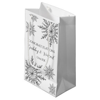 Snowflakes Winter Wedding Congratulations Small Gift Bag