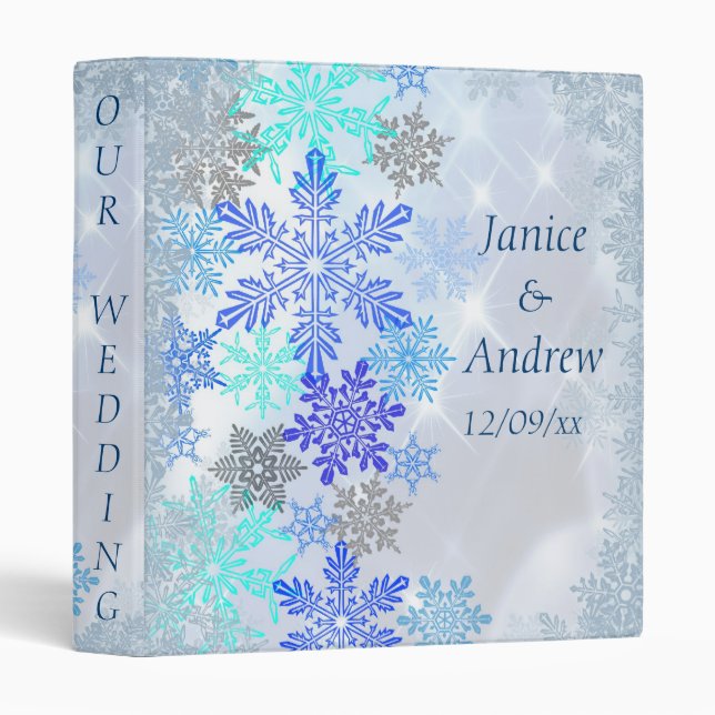 Snowflakes Winter Wedding Design Wedding Binder (Front/Spine)