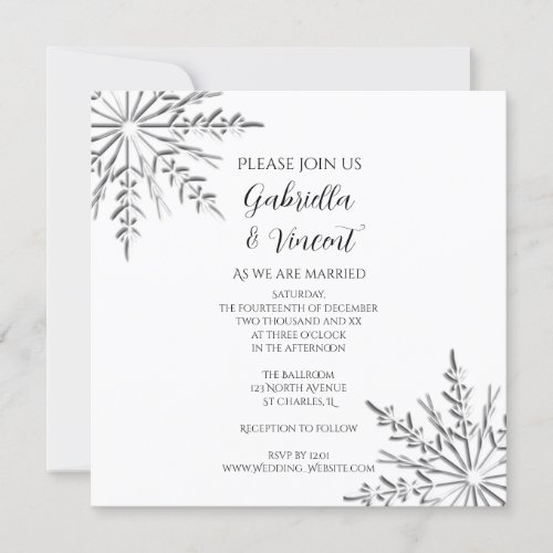 Snowflakes Winter Wedding Invitation