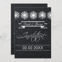 snowflakes winter wedding invitation