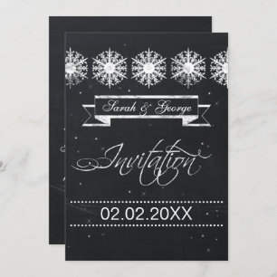 snowflakes winter wedding invitation