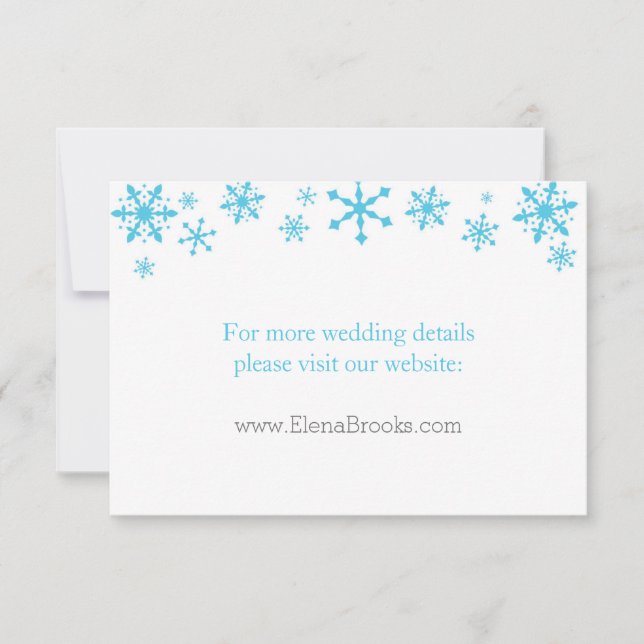 Snowflakes Winter Wedding Website Cards (Front)