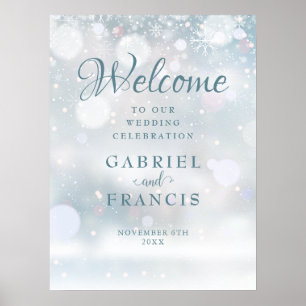 Snowflakes Winter Wedding Welcome Sign