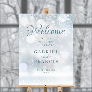 Snowflakes Winter Wedding Welcome Sign