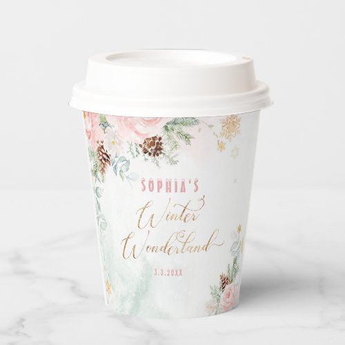 Snowflakes winter wonderland girl birthday paper cups