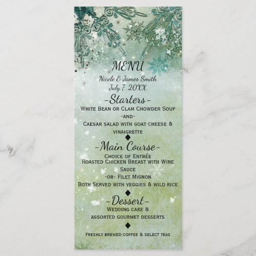 Snowflakes Winter Wonderland Holiday Sparkle Menu