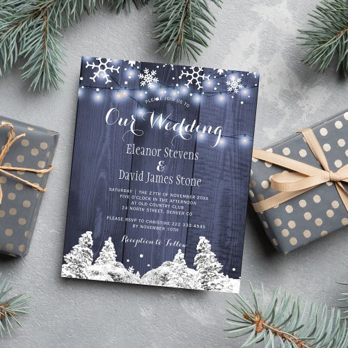 Snowflakes winter wonderland wedding invitation