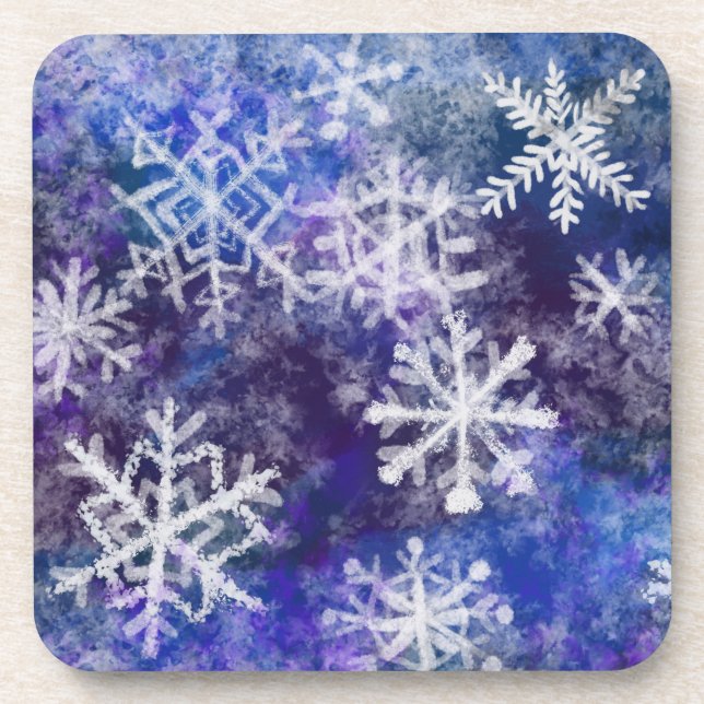 Snowflakes With blue background Beverage Coaster (Front)