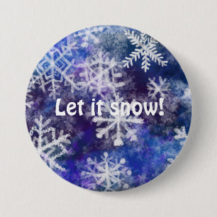Snowflakes With blue background Button