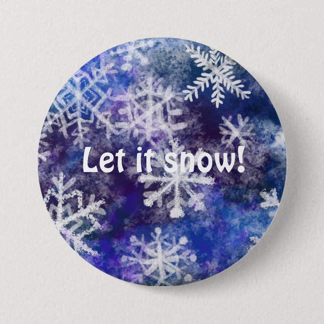 Snowflakes With blue background Button (Front)