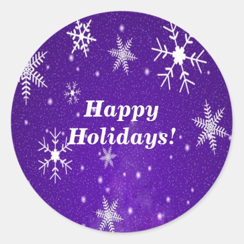Snowflakes with Blue Background Round Stickers