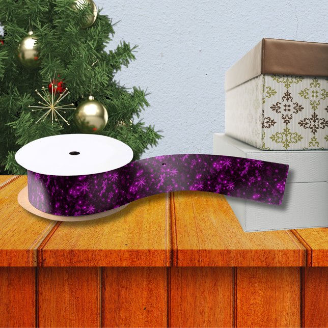 Snowflakes with Deep Purple Background Ribbon (Snowflakes with Deep Purple Background Ribbon)