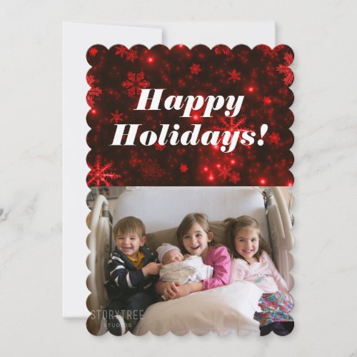 Snowflakes with Deep Red Background Flat Card