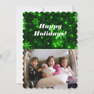 Snowflakes with Green Background Flat Card