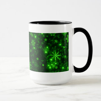 Snowflakes with Green Background Mug