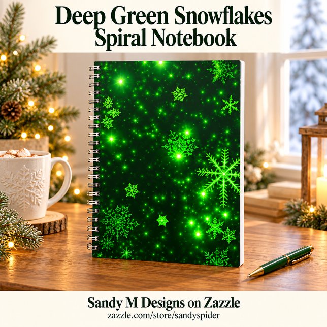 Snowflakes with Green Background Notebook (Snowflakes with Green Background Notebook)