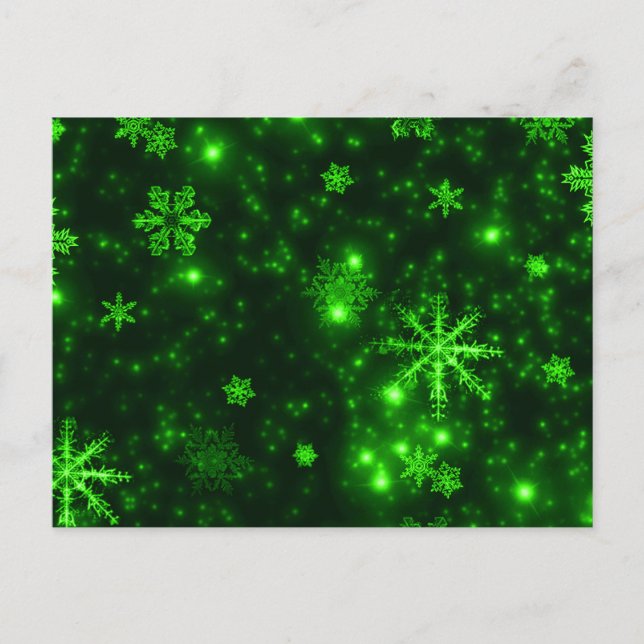 Snowflakes with Green Background Postcard (Front)