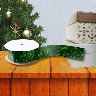Snowflakes with Green Background Ribbon