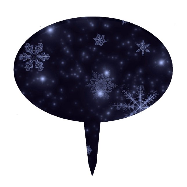 Snowflakes with Midnight Blue Background Cake Topper (Front)