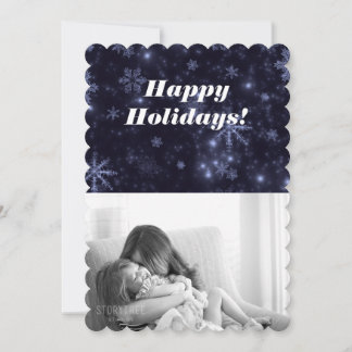 Snowflakes with Midnight Blue Background Flat Card