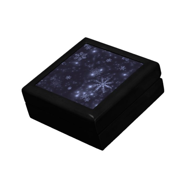 Snowflakes with Midnight Blue Background Gift Box (Side)