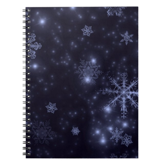 Snowflakes with Midnight Blue Background Notebook (Front)