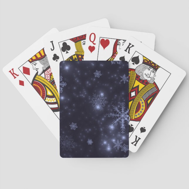 Snowflakes with Midnight Blue Background Poker Cards (Back)