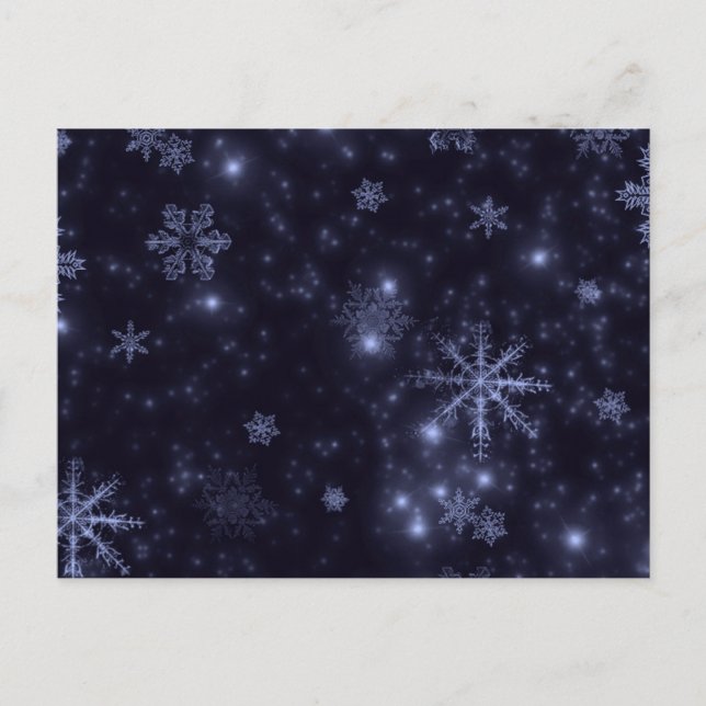 Snowflakes with Midnight Blue Background Postcard (Front)