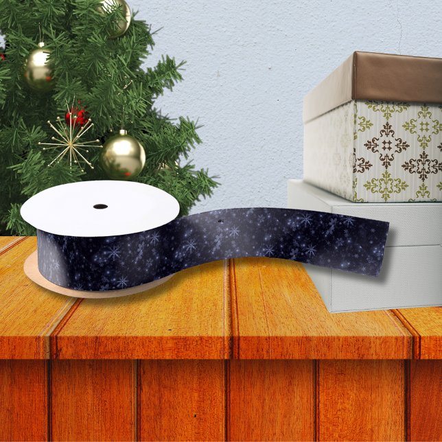 Snowflakes with Midnight Blue Background Ribbon (Snowflakes with Midnight Blue Background Ribbon)