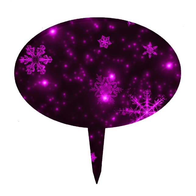 Snowflakes with Purple Background Cake Topper (Front)