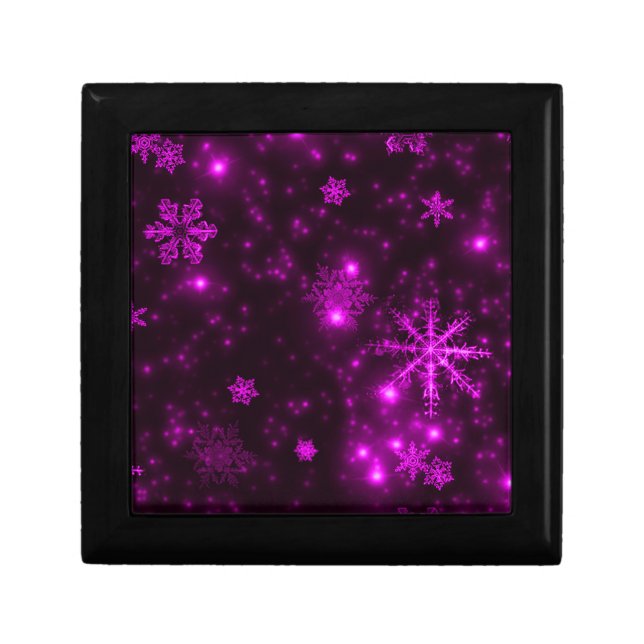 Snowflakes with Purple Background Jewelry Box (Front)