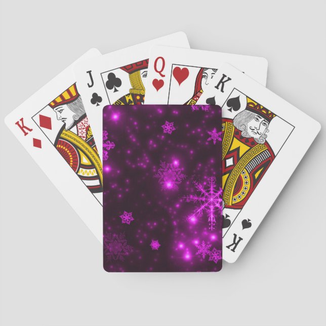 Snowflakes with Purple Background Poker Cards (Back)