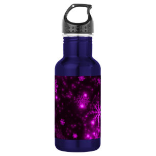 Snowflakes with Purple Background Water Bottle