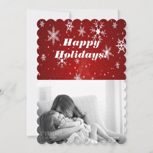 Snowflakes with Red Background Flat Card