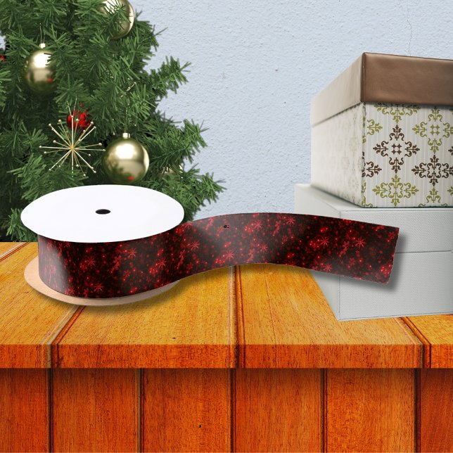 Snowflakes with Red Background Ribbon (Snowflakes with Red Background Ribbon)