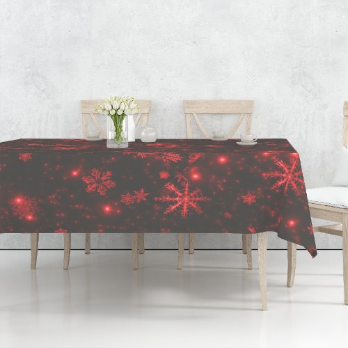 Snowflakes with Red Background Tablecloth