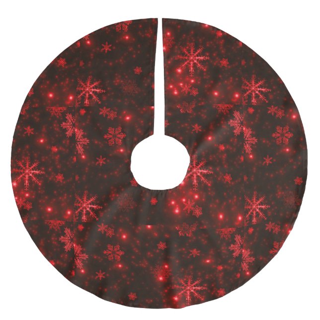 Snowflakes with Red Background Tree Skirt (Front)