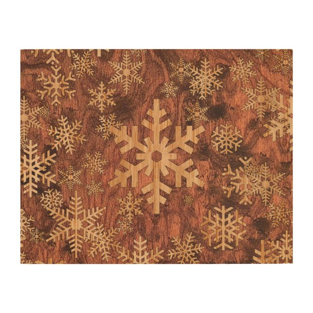Snowflakes Wood Inlay Graphic Print Decor on a (Front)