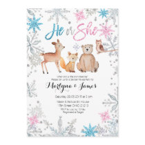 Snowflakes Woodland gender reveal invitation