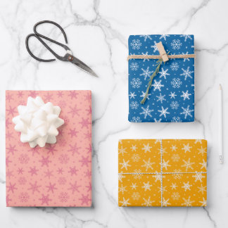 Snowflakes wrapping paper set of 3